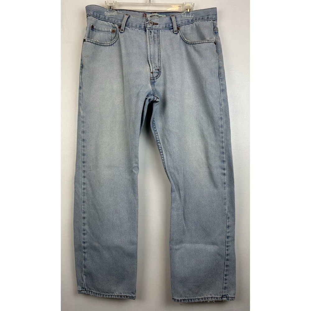 Vtg Levis Jeans Mens 36x29 505 Regular Fit Distressed Light Denim Y2K Stain Read